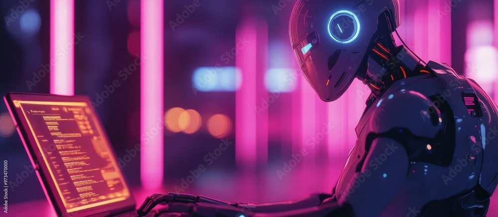 Poster ai conversation with a digital chatbot futuristic technology showcased by an individual using a lapt