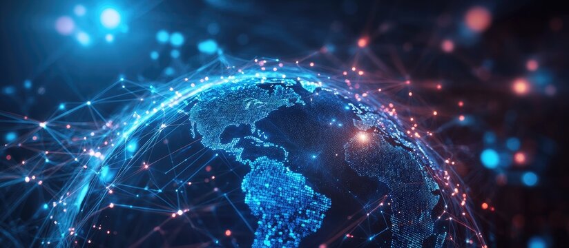 Concept of a worldwide financial communication network Business finance and banking through global internet connectivity data exchange security digital marketing and social media payments