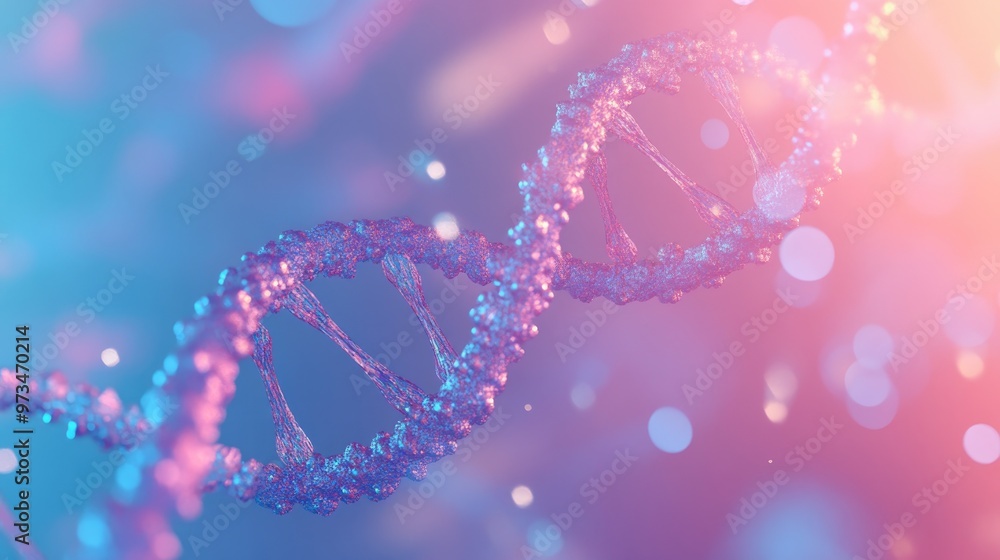 Aufkleber 3d rendered model of dna structure on a colored background