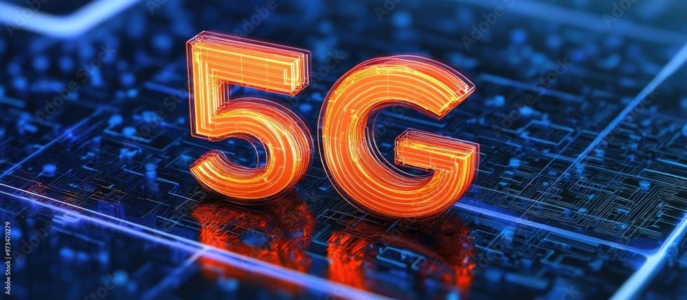 Aufkleber 5g technology concept 3d rendering displayed on a white background