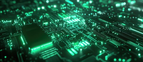 Fototapeta premium Green cyber circuit design representing futuristic technological concepts