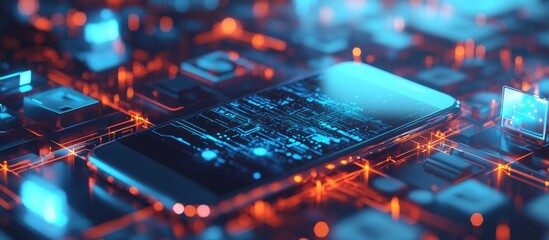 3D illustration of a smartphone connected to the Internet of Things