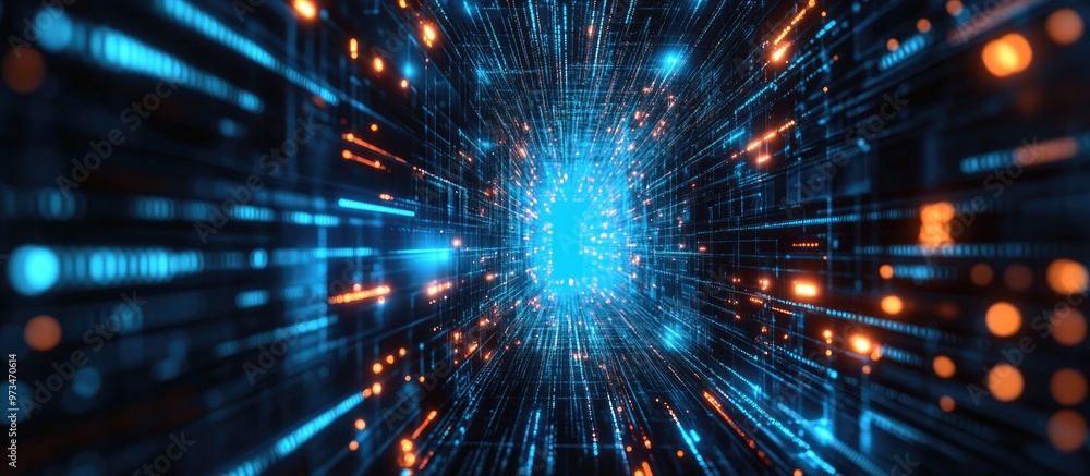 Poster digital data network and cyber security concept abstract background of technology network connection