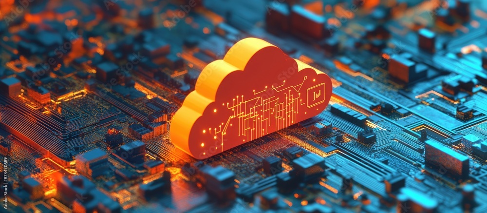 Aufkleber concept of cloud computing integrated with the internet of things