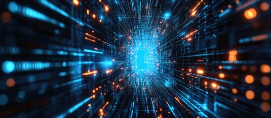 Obraz premium Digital Data Network and Cyber Security Concept Abstract Background of Technology Network Connections 3D Rendering Illustration