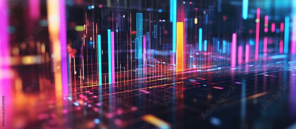 Poster business finance analytics graph analyst utilizes data management systems on a computer report focus