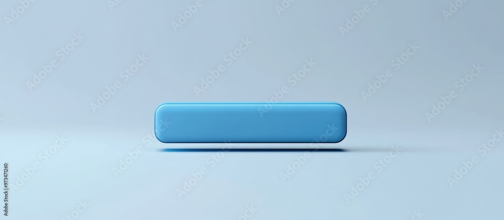 Poster 3d render of a minimal blank search bar in blue floating against a clean white background representi