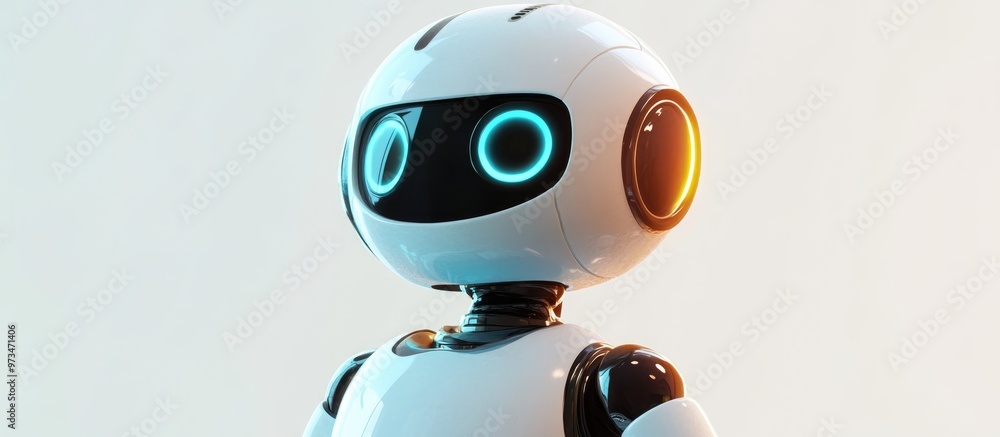 Aufkleber 3d rendering of an adorable robot character depicted in a cartoon style showcasing its full length