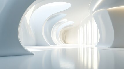 Obraz premium Modern white architectural background featuring a futuristic design Interior space concept rendered in 3D
