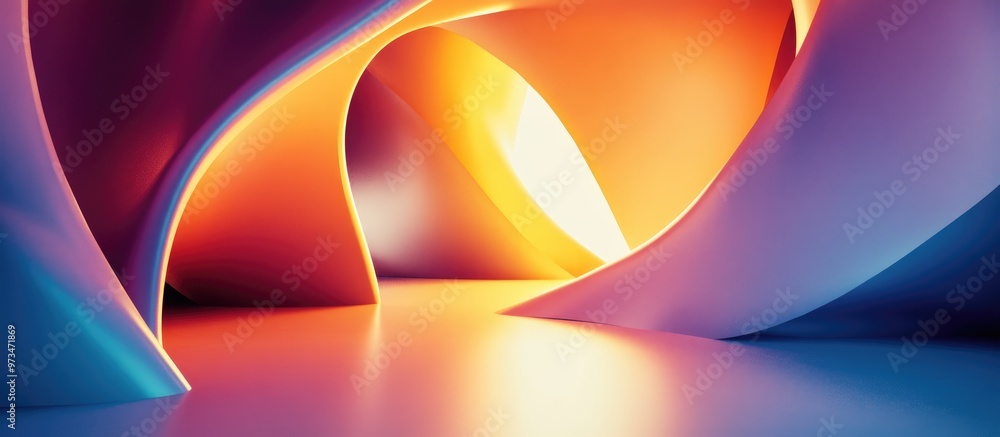 Poster abstract 3d rendering featuring a minimalist background design
