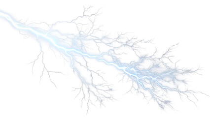 Fototapeta premium Dramatic lightning bolt striking across a dark sky, showcasing the power and beauty of nature in a stunning display. Transparent background.