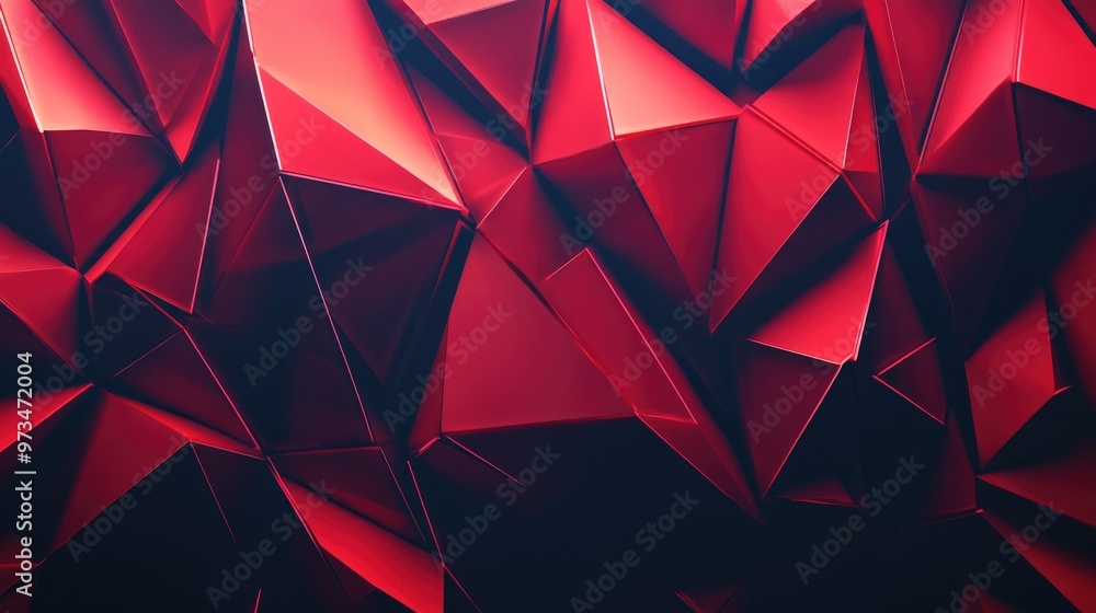 Poster abstract geometric backdrop featuring triangular shapes for design vibrant red digital artwork with 