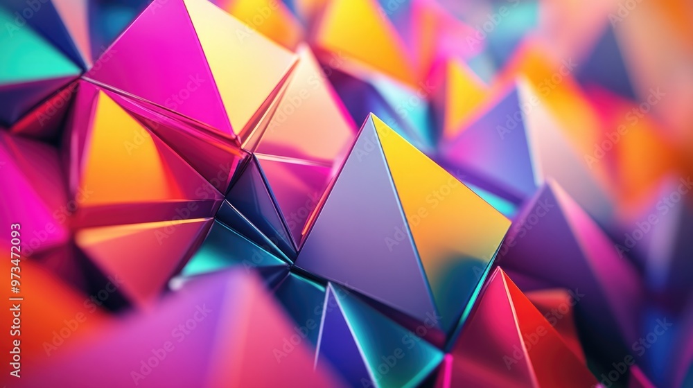 Aufkleber vibrant digital graphic design featuring decorative 3d pyramids in an abstract style creating a colo