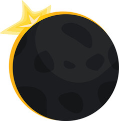 Fototapeta premium Cartoon style illustration of a dark planet with a bright shining star