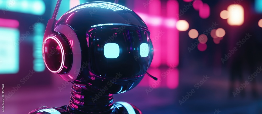 Poster ai voice controlled chatbot interaction concept for virtual customer service support and automated c