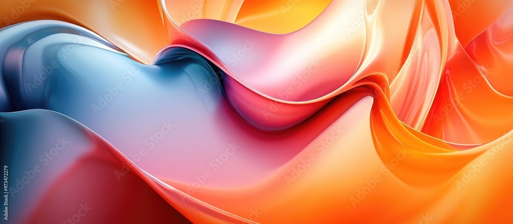 Poster three dimensional abstract design featuring vibrant colors and dynamic shapes for a modern artistic 