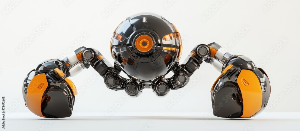 Poster aerial rolling robot toy in a 3d render