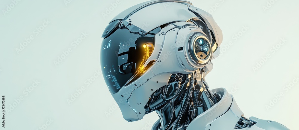 Poster cool robot character in a helmet
