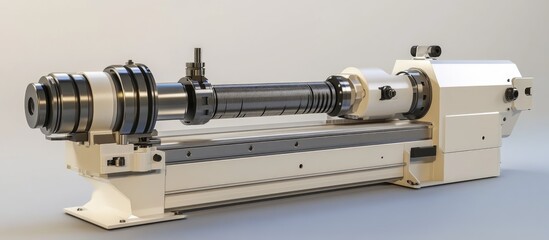 Fototapeta premium A versatile lathe is essential for the workspace capable of turning cutting drilling and threading cylindrical workpieces