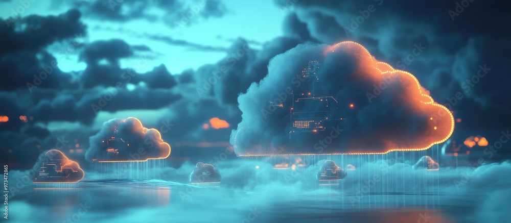 Poster 3d rendering of a cloud computing system