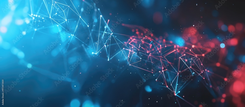 Poster abstract futuristic background featuring interconnected triangles dots and lines in a blank space