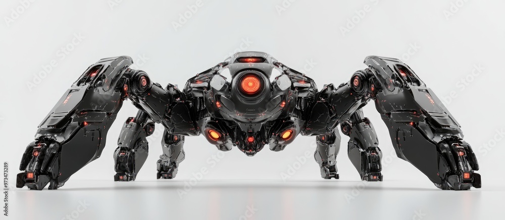 Poster futuristic mega robot on a white background adding a playful element to your designs 3d illustration