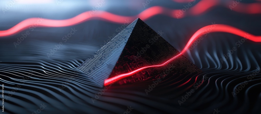 Aufkleber sleek black triangle with red wavy lines representing a strong wireless signal ideal for websites an