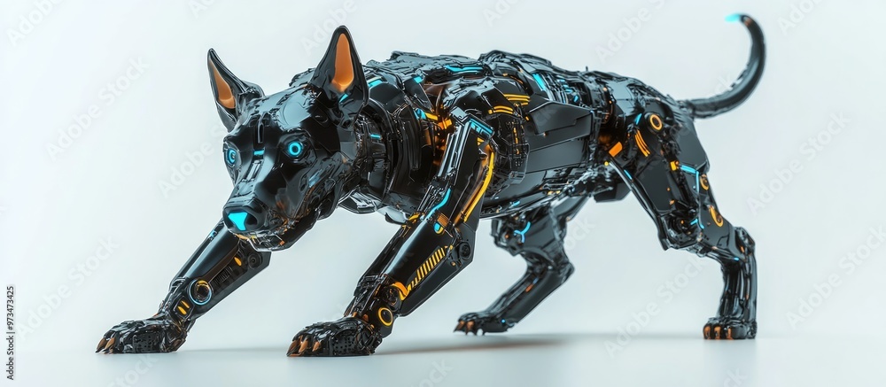 Aufkleber cybersecurity canine in action on white backdrop 3d rendering