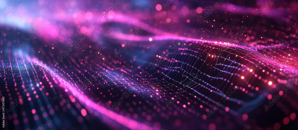 Poster abstract digital technology background featuring the concept of machine learning and neural networks