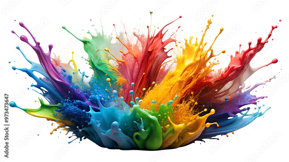 Wall mural vibrant splash of colorful paint creating a dynamic visual explosion with an artistic flair, perfect