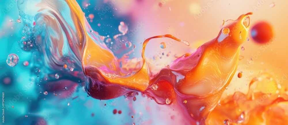 Poster 3d illustration showcasing a dynamic abstract design with vibrant colors and fluid shapes creating a