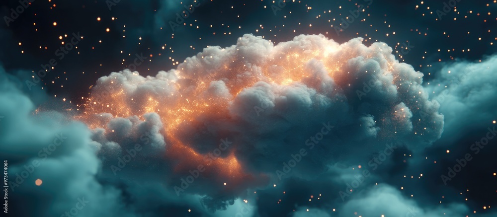 Poster cloud technology background in 3d rendering digitally illustrated