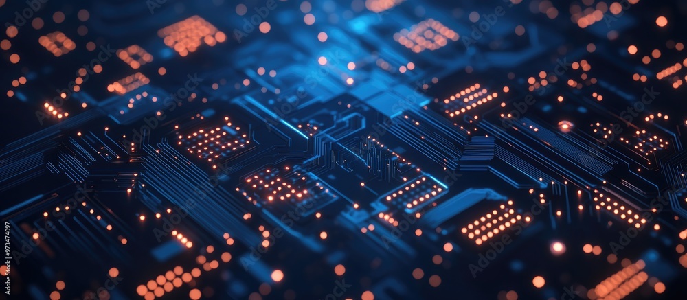 Aufkleber futuristic digital circuit design in a dark blue color scheme showcasing advanced technology concept