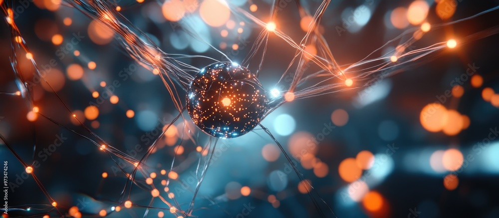 Poster abstract background featuring artificial intelligence technology virtual concept showcasing intercon