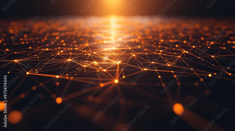 Poster polygonal space featuring interconnected dots and lines on a dark background connection design 3d vi