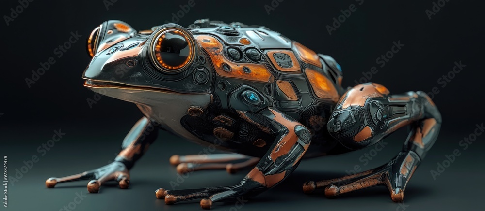 Poster unique robotic frog design in an imaginative style