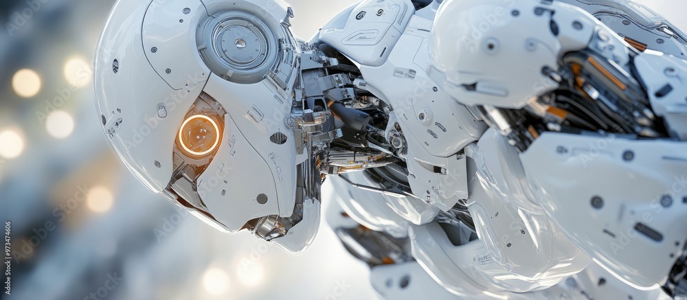 Poster 3d robotic design showcasing intricate features and advanced technology