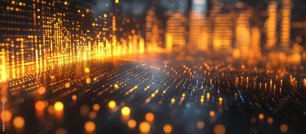 Poster abstract technology background featuring an equalizer light effect and visual representation of soun