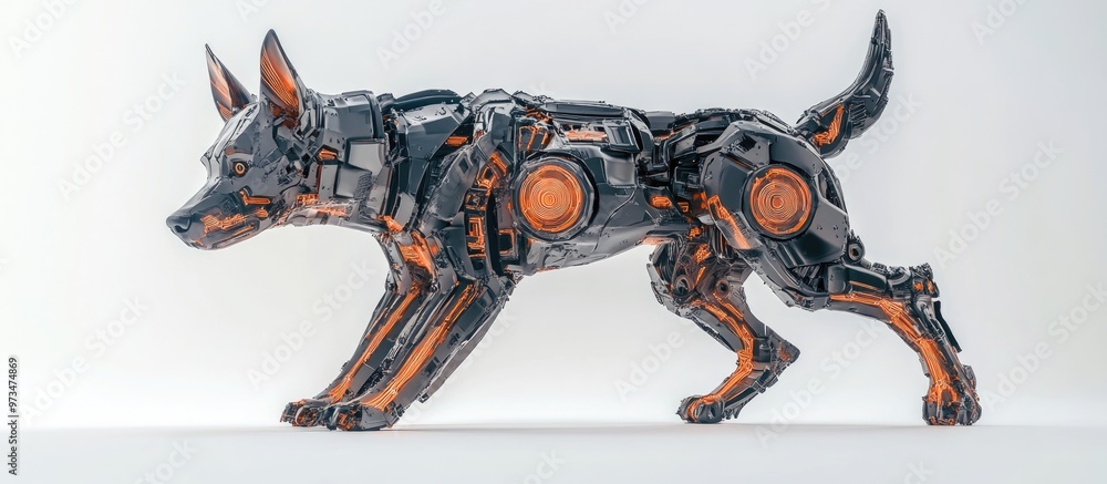 Poster cybersecurity canine in an upright position against a white backdrop 3d rendering