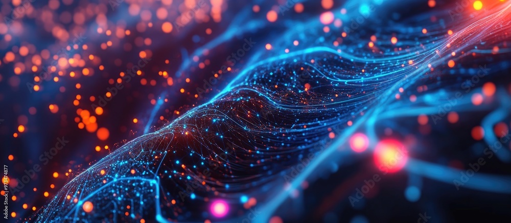 Poster abstract digital background featuring artificial intelligence technology and virtual concepts
