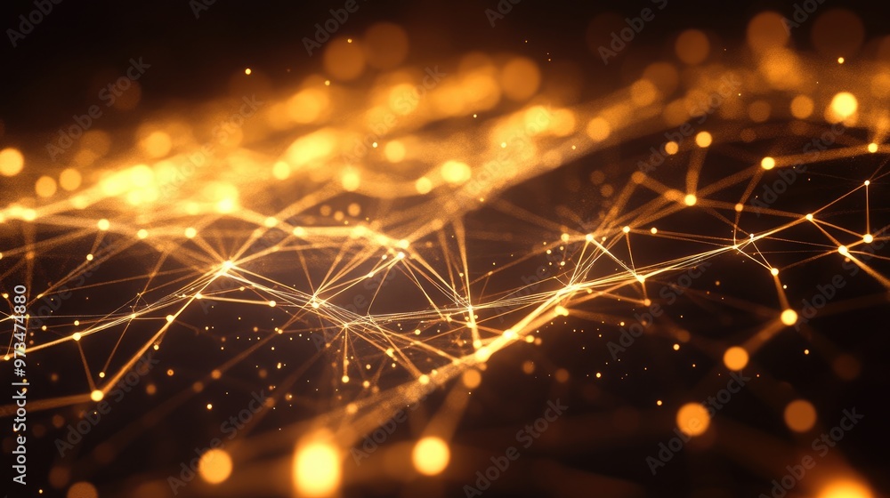 Aufkleber glowing lines and dots create a digital plexus in this abstract 3d rendering representing a network 