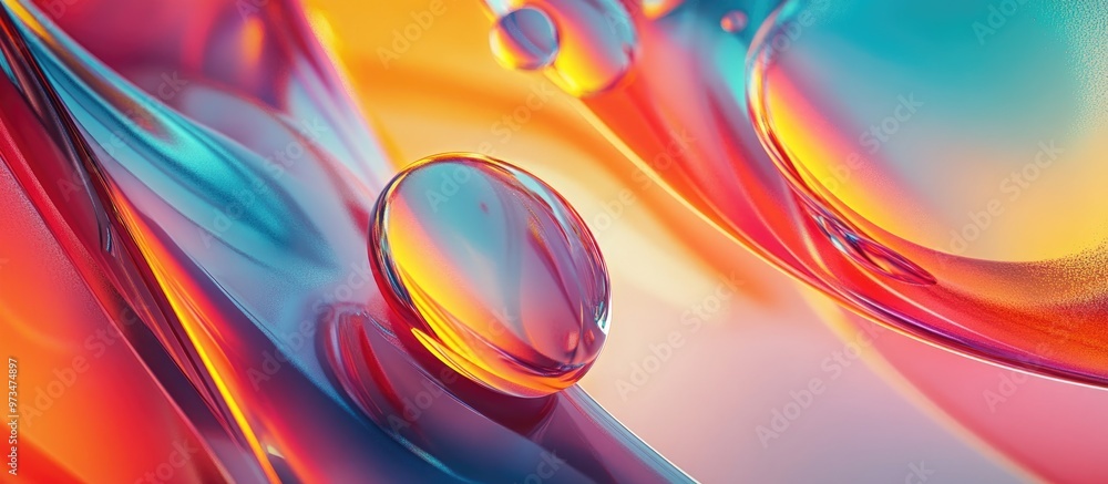 Poster vibrant abstract composition showcasing dynamic shapes and colors creating an eye catching visual ex