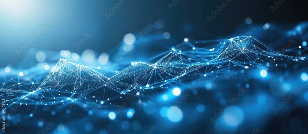 Poster abstract blue polygonal technology network with connecting elements texture featuring dots and lines