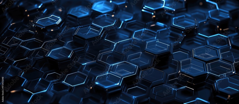 Aufkleber dark hexagonal technology pattern abstract digital backdrop concept of neural networks and artificia