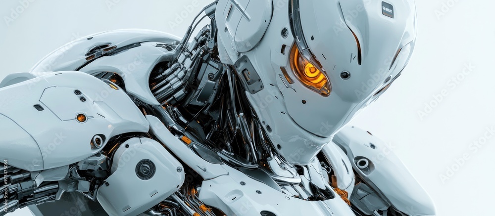 Poster large robotic figure 3d rendering