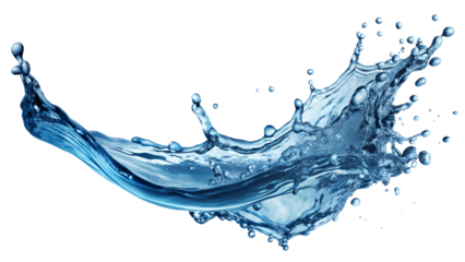 A dynamic splash of water captured in mid-motion, showcasing the beauty and fluidity of nature's most essential element. Transparent or white background.
