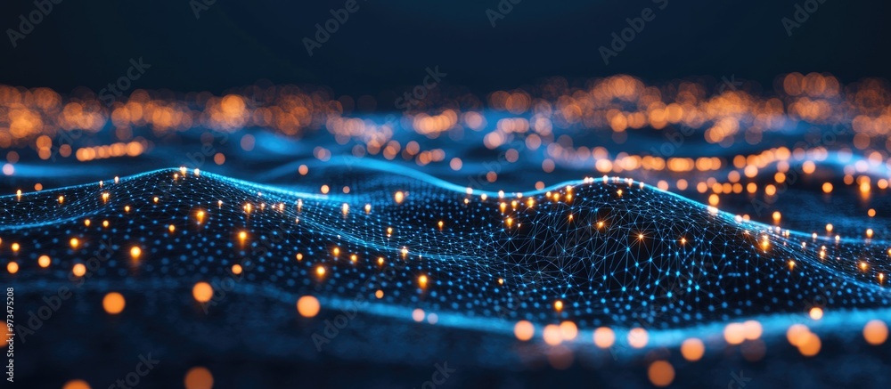 Aufkleber abstract illustration of data technology featuring a low poly design with connecting dots and lines 