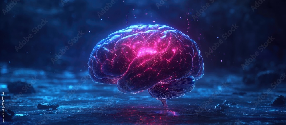 Poster 3d rendering of a holographic digital human brain symbolizing the concepts of artificial intelligenc