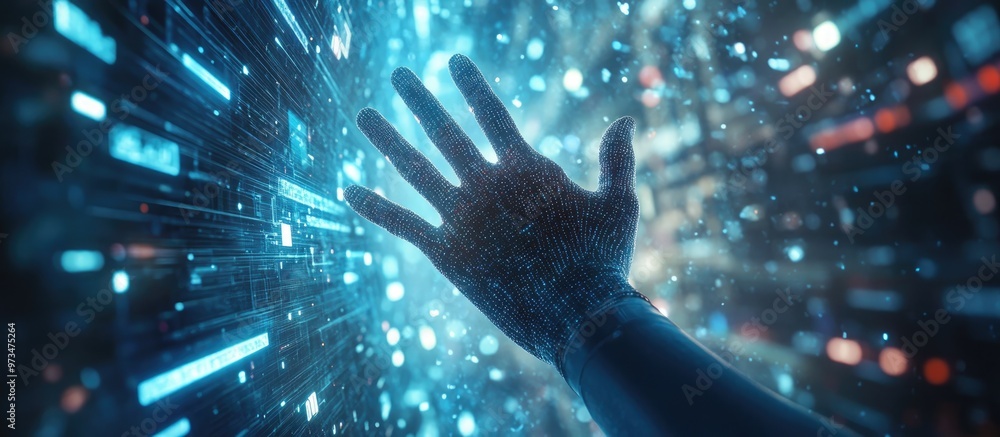 Poster hand reaching into the metaverse representing a conceptual shift in digital transformation for next 