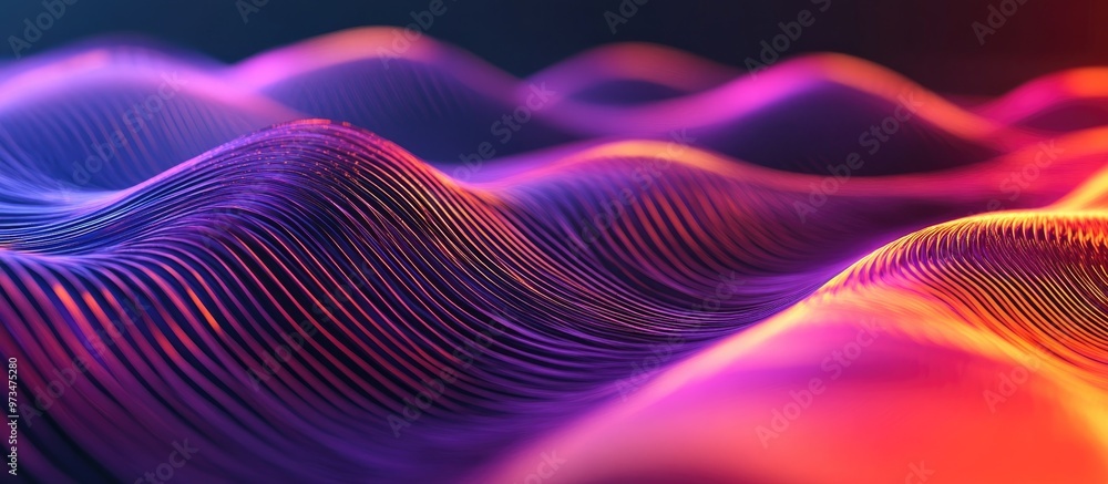 Poster gradient wavy line shapes create blended covers this abstract cyber background features a modern vis